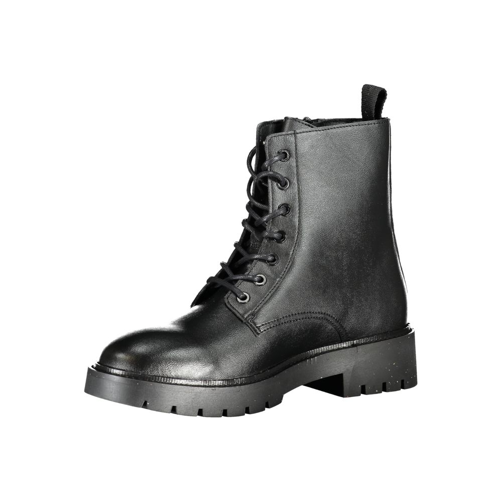 Calvin Klein – Elegante schwarze Stiefeletten mit Schnürsenkeln und Reißverschlussdetail
