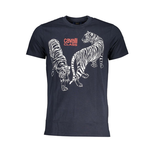 Blaues Baumwoll-T-Shirt der Cavalli-Klasse
