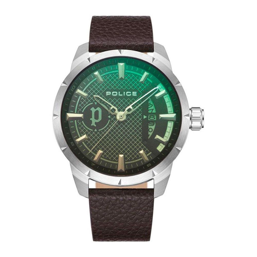 Braune Lederuhr von Police