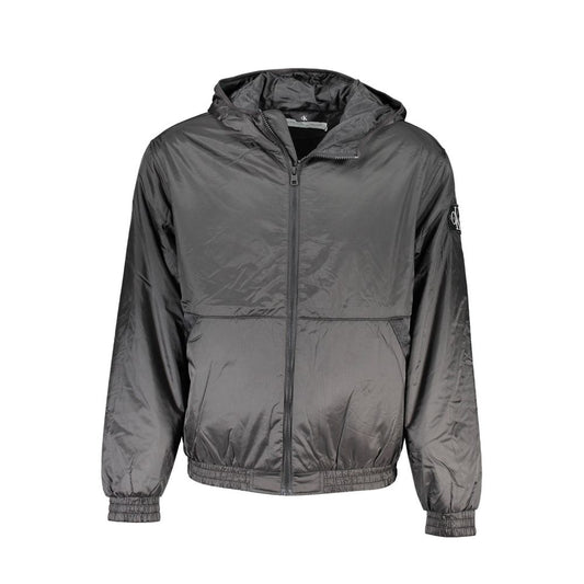 Calvin Klein – Elegante schwarze Kapuzenjacke mit Kontrastdetails