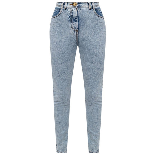 Balmain Blue Cotton Women's High-Waisted Jeans