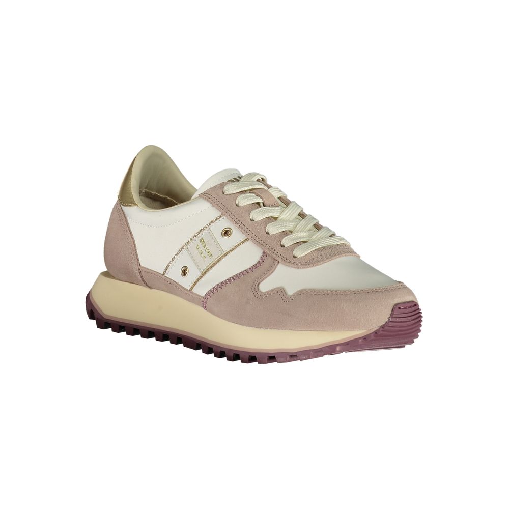 Blauer Damen-Sneaker aus weißem Polyester