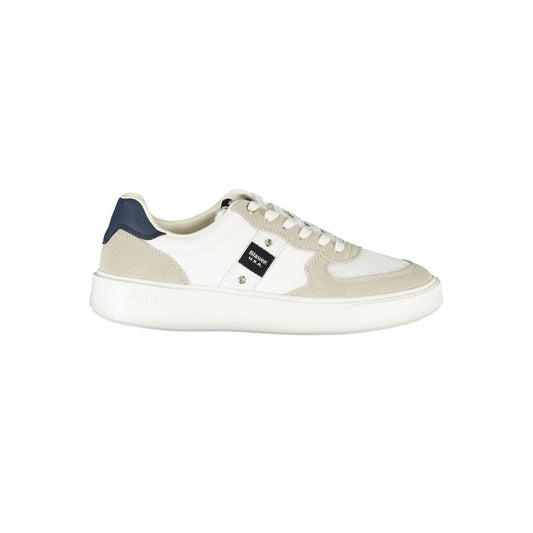 Blauer Herren-Sneaker aus weißem Leder