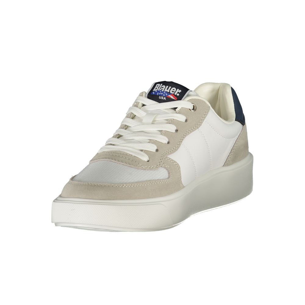 Blauer Herren-Sneaker aus weißem Leder