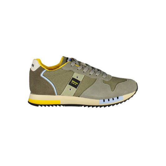 Blauer grüner Leder-Herren-Sneaker