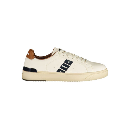 Blauer Herren-Sneaker aus weißem Leder