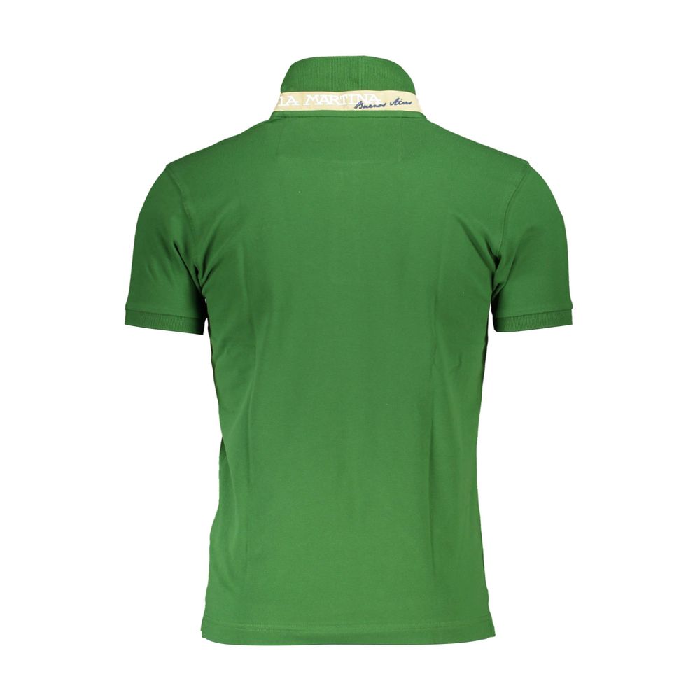 La Martina Elegantes, grünes Slim-Fit-Polo mit Kontrastdetails