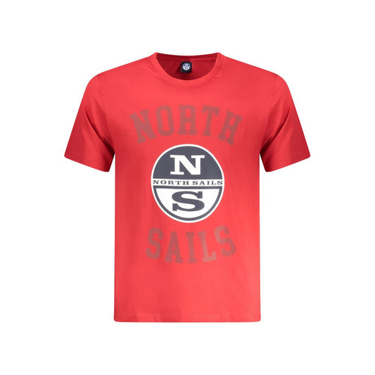 North Sails Rotes Herren-T-Shirt aus Baumwolle