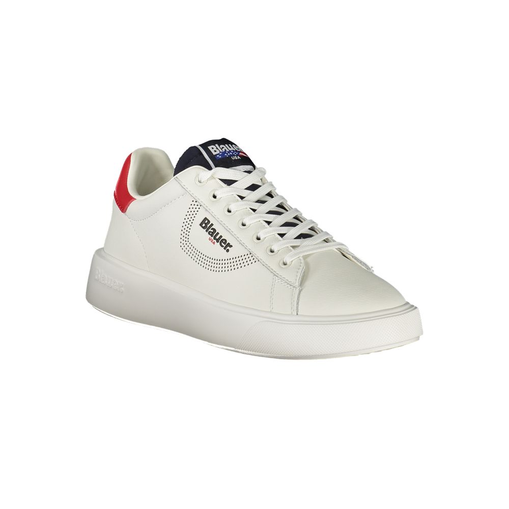 Blauer Herren-Sneaker aus weißem Leder