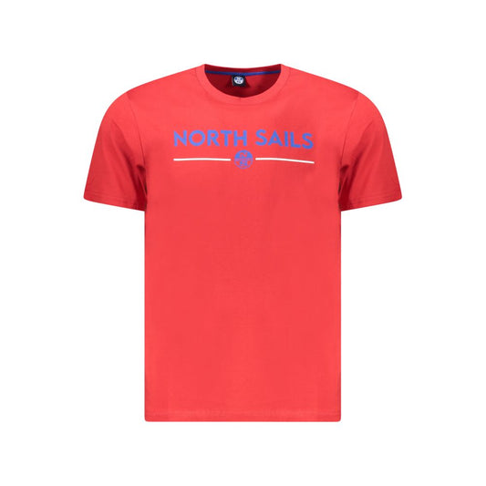 North Sails Rotes Herren-T-Shirt aus Baumwolle