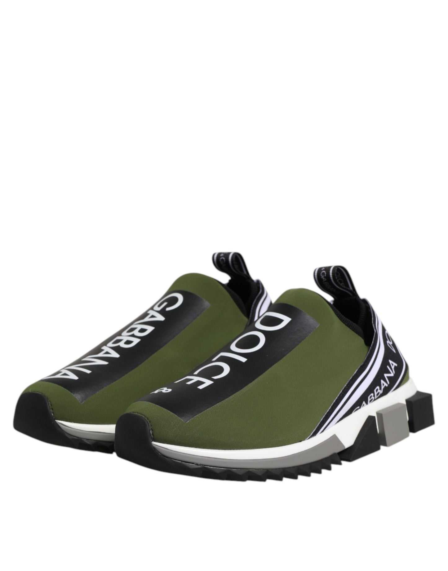 Dolce &amp; Gabbana Grün Schwarz Slip On Sorrento Sneakers Schuhe