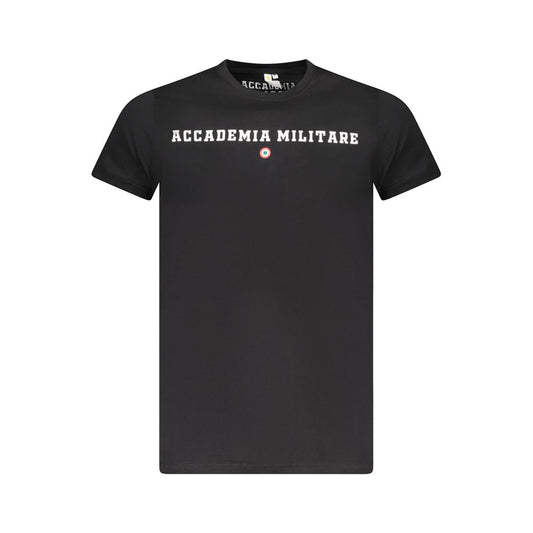 Schwarzes Baumwoll-T-Shirt der Militärakademie