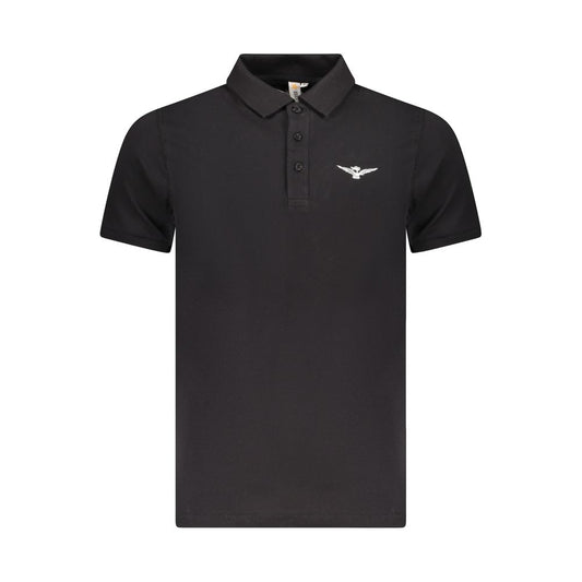 Schwarzes Poloshirt aus Baumwolle der Militärakademie