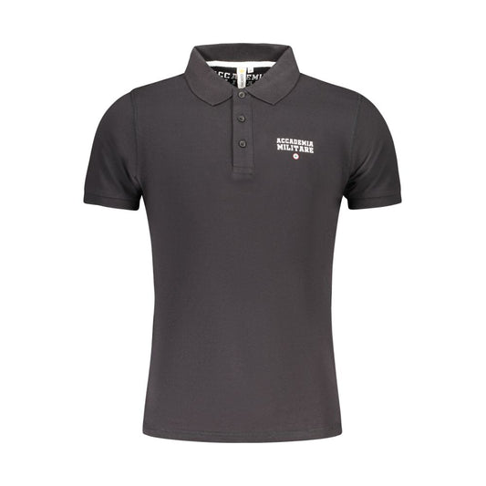 Schwarzes Poloshirt aus Baumwolle der Militärakademie