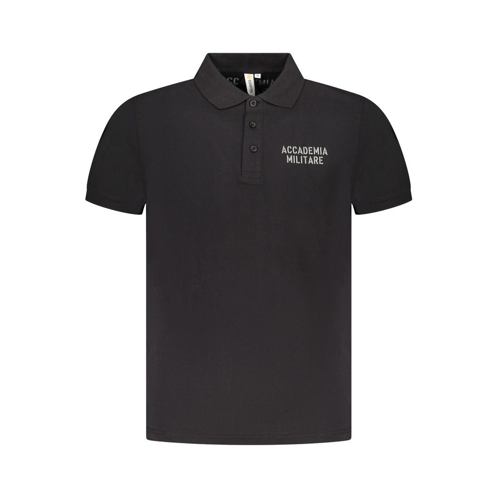 Schwarzes Poloshirt aus Baumwolle der Militärakademie