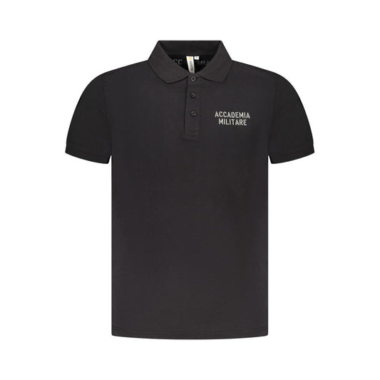 Schwarzes Poloshirt aus Baumwolle der Militärakademie