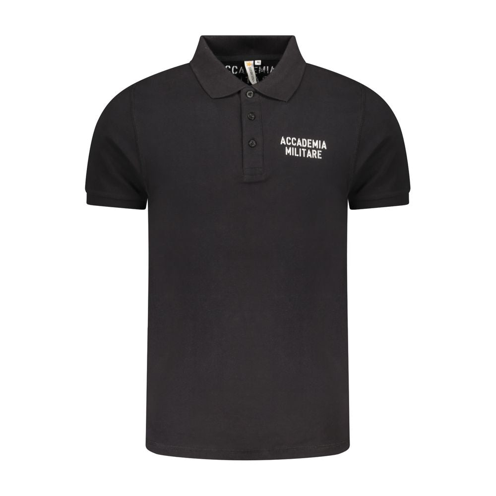 Schwarzes Poloshirt aus Baumwolle der Militärakademie