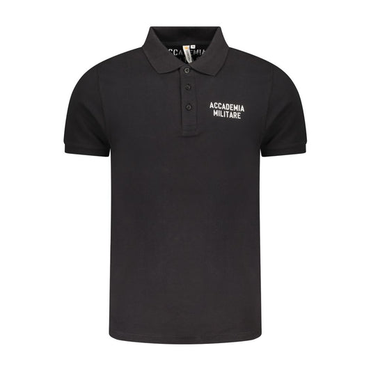 Schwarzes Poloshirt aus Baumwolle der Militärakademie