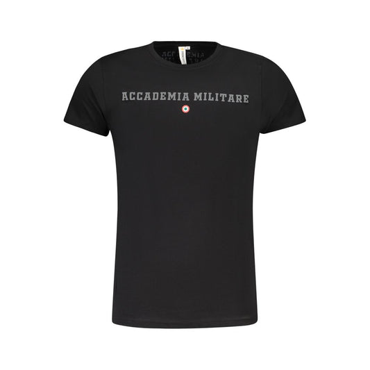Schwarzes Baumwoll-T-Shirt der Militärakademie