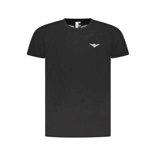 Schwarzes Baumwoll-T-Shirt der Militärakademie