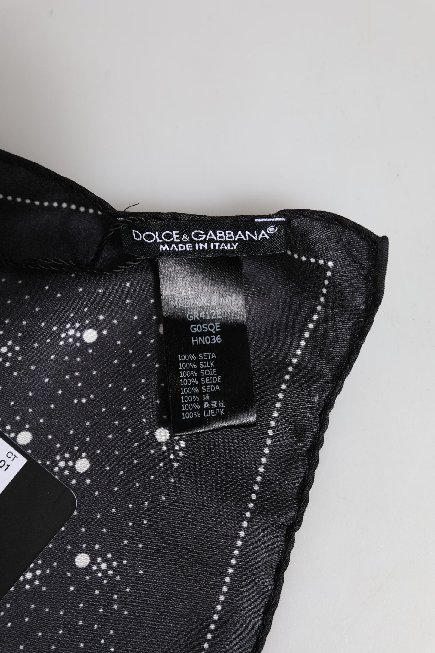 Dolce & Gabbana Black White Printed Square Men Foulard Scarf