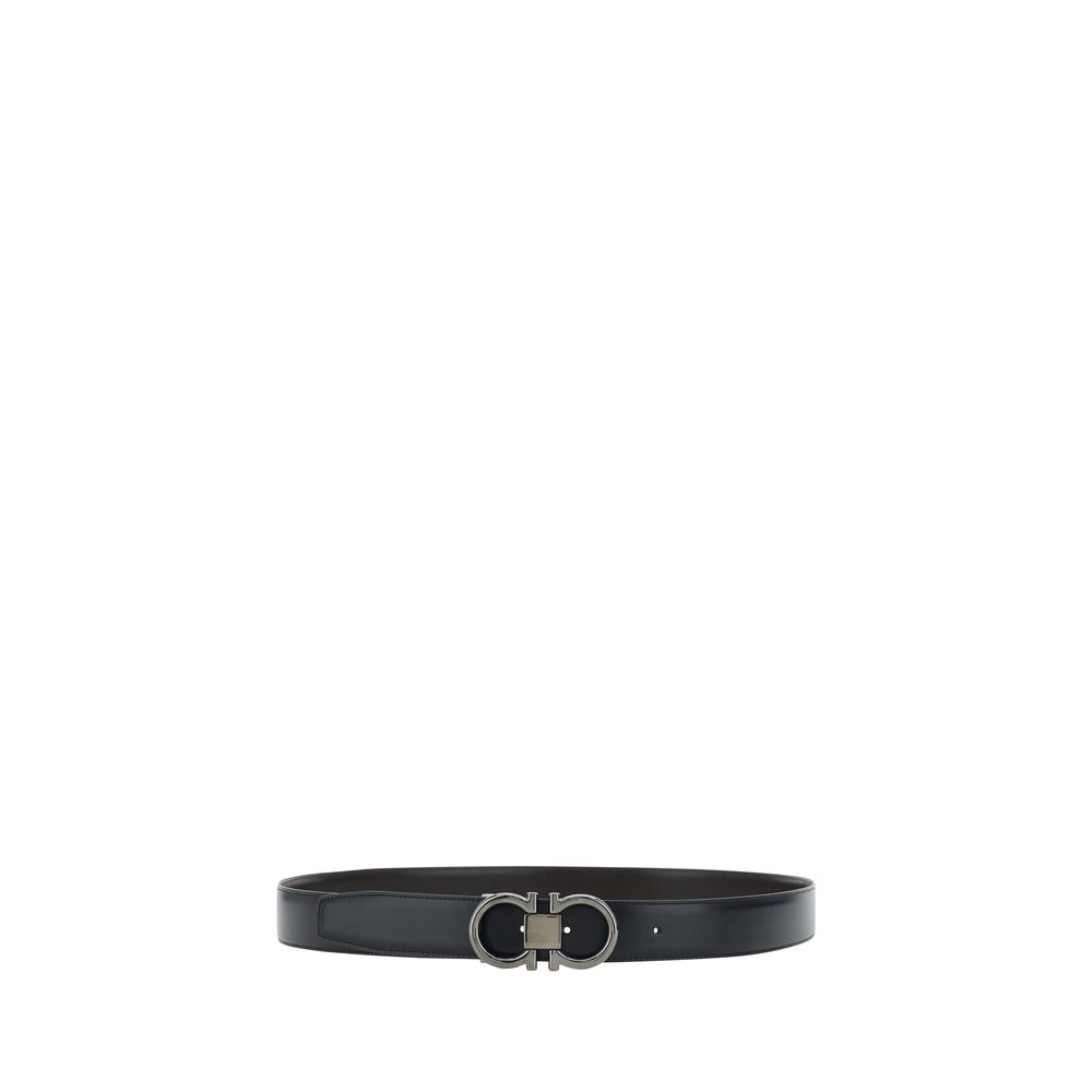 Ferragamo Black Calf Leather Bos Taurus Regular Belt