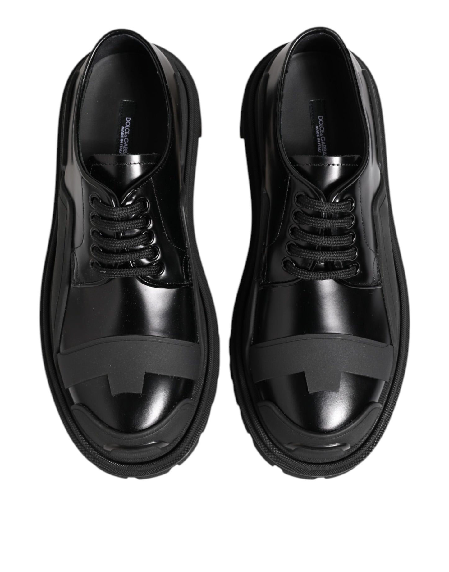 Dolce &amp; Gabbana – Trekking-Derby-Schuhe aus schwarzem Lackleder