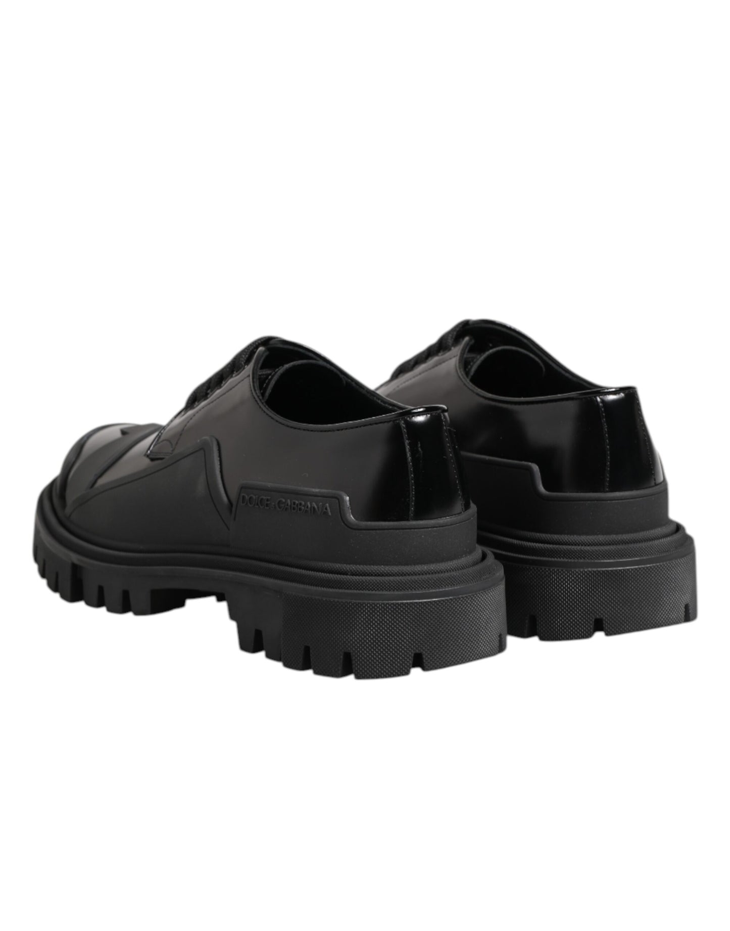Dolce &amp; Gabbana – Trekking-Derby-Schuhe aus schwarzem Lackleder