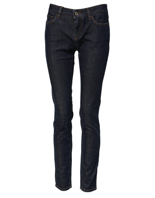 Dolce &amp; Gabbana – Blaue Skinny-Jeans aus Baumwolldenim mit mittlerer Taille