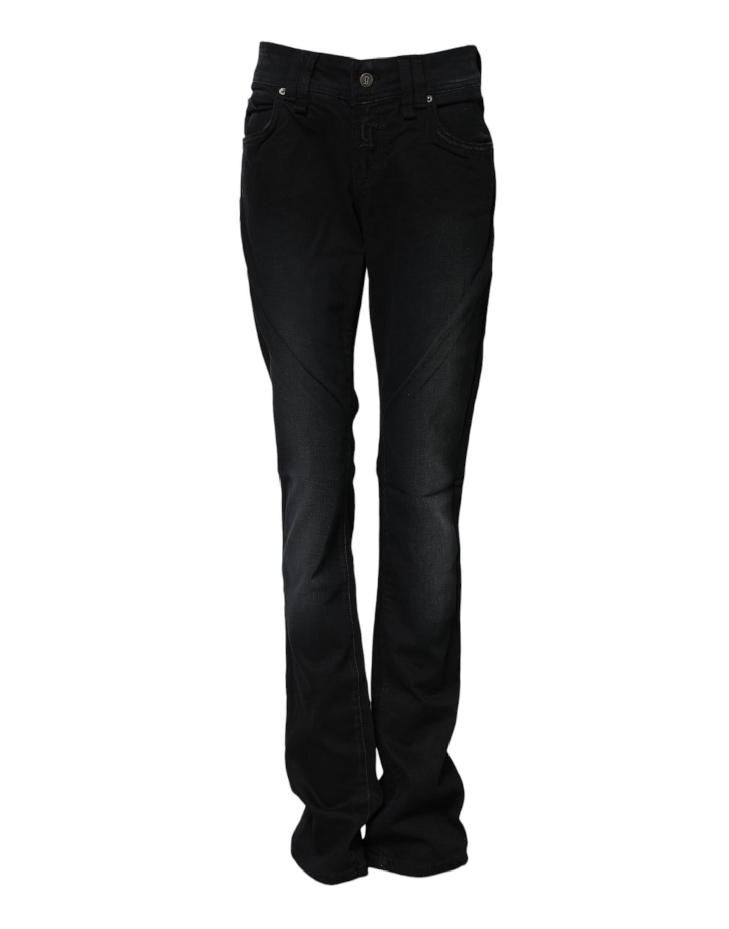 John Galliano – Schwarze, konisch zulaufende Jeans aus Baumwolle mit mittlerer Taille