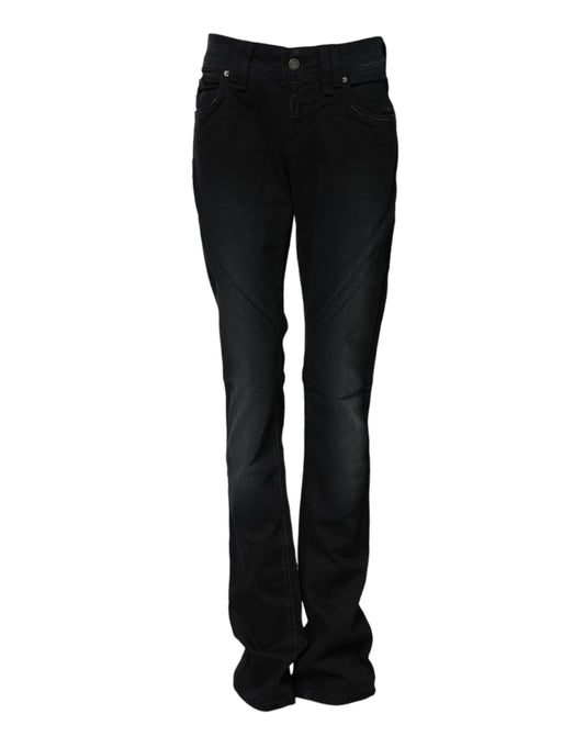 John Galliano – Schwarze, konisch zulaufende Jeans aus Baumwolle mit mittlerer Taille