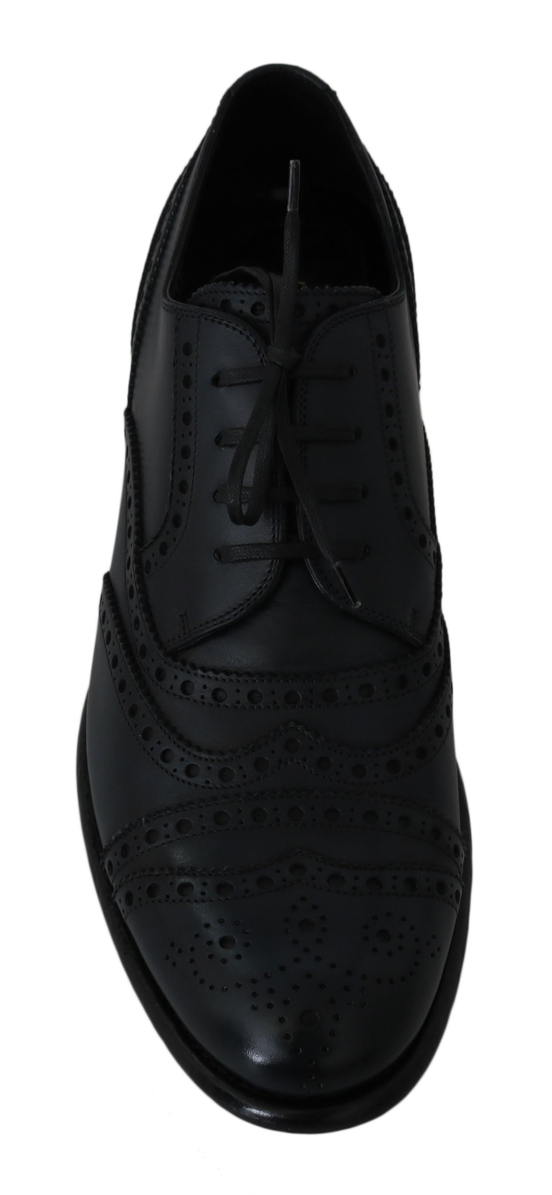 Dolce &amp; Gabbana – Dunkelblaue Oxford-Schuhe aus Leder mit Flügelkappe