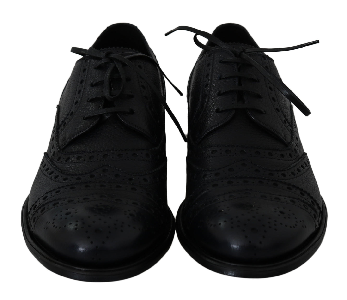 Dolce &amp; Gabbana – Oxford-Schuhe aus blauem Leder mit Flügelkappe