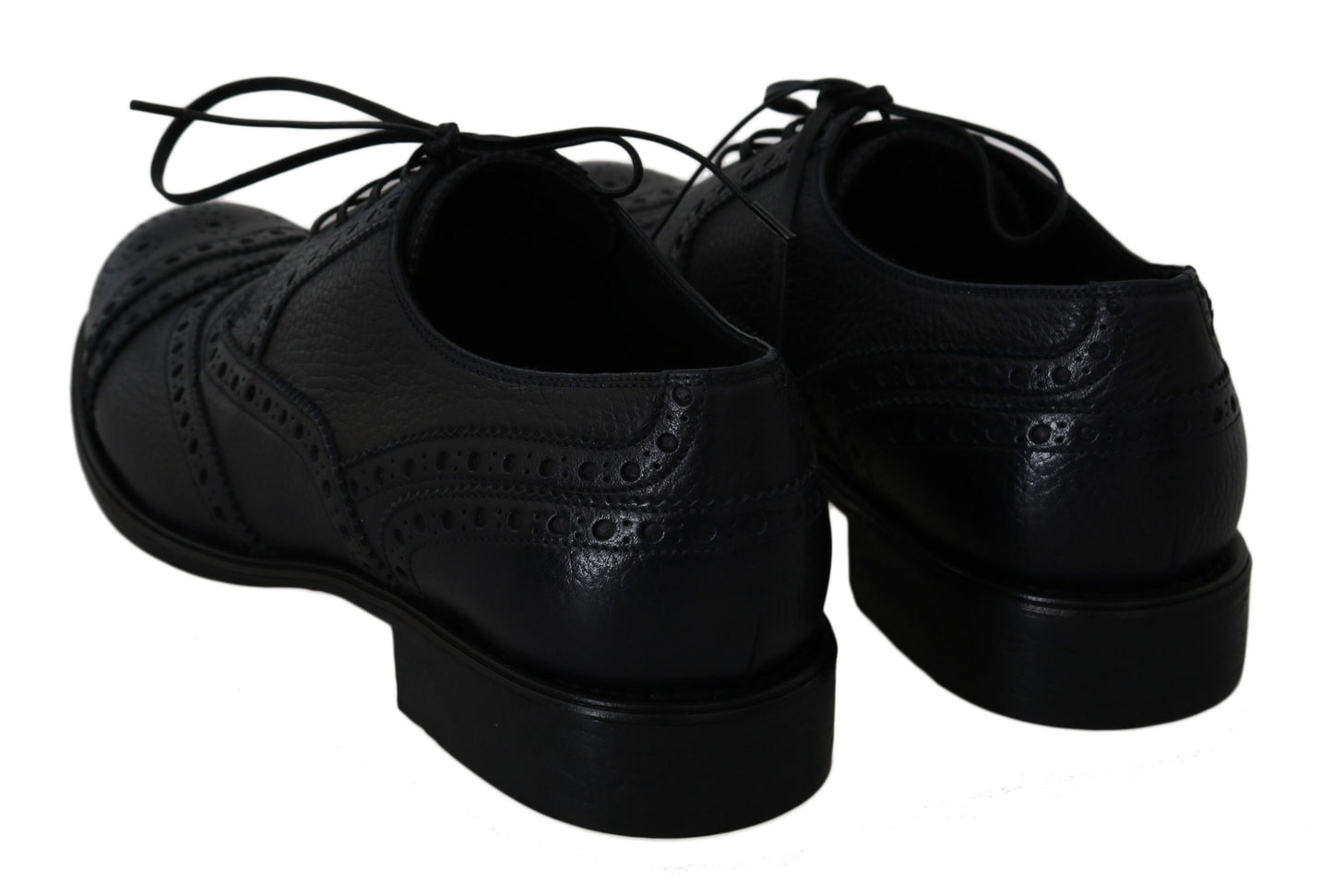 Dolce &amp; Gabbana – Oxford-Schuhe aus blauem Leder mit Flügelkappe