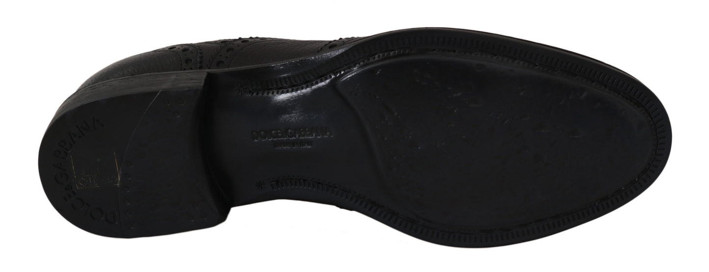 Dolce &amp; Gabbana – Oxford-Schuhe aus blauem Leder mit Flügelkappe
