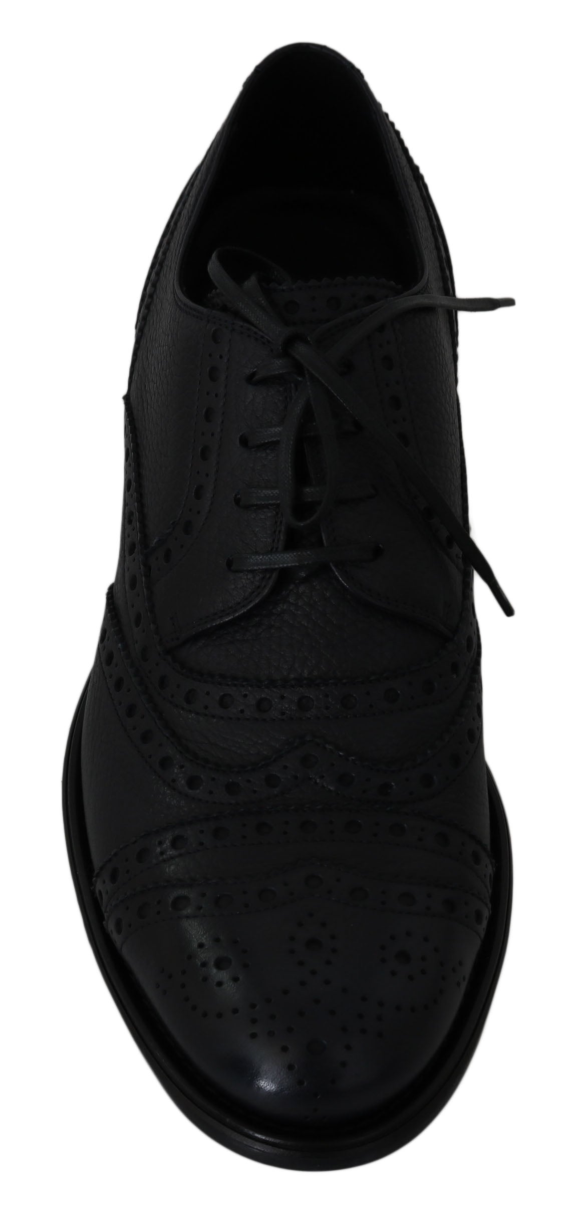 Dolce &amp; Gabbana – Oxford-Schuhe aus blauem Leder mit Flügelkappe