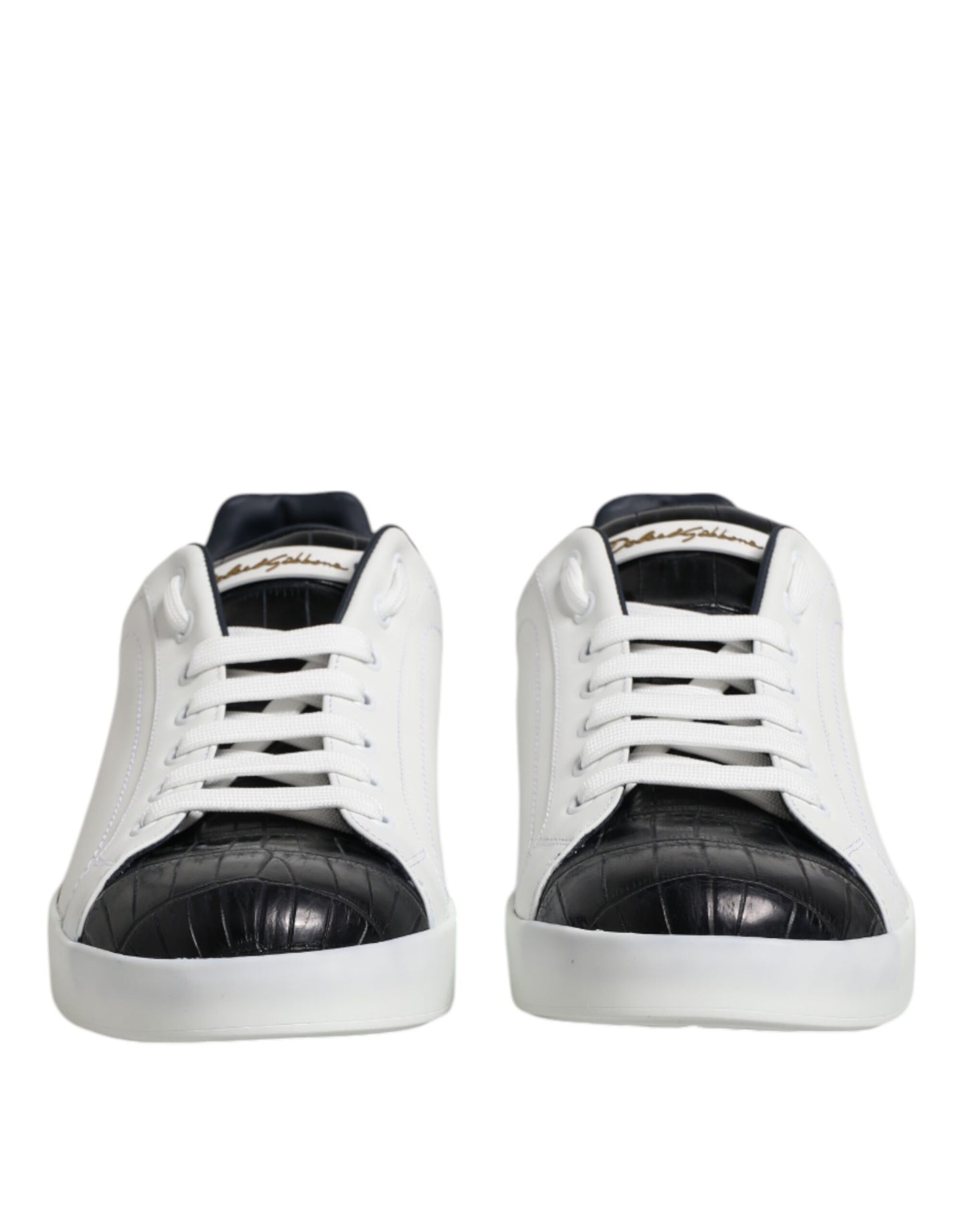 Dolce &amp; Gabbana – Portofino-Sneaker aus weißem und schwarzem Leder