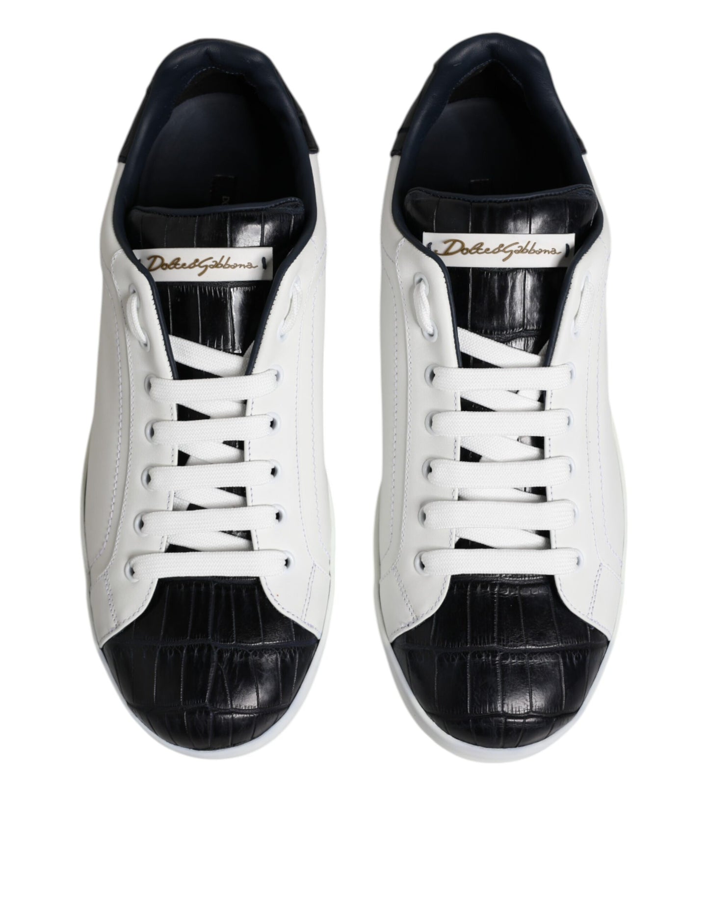 Dolce &amp; Gabbana – Portofino-Sneaker aus weißem und schwarzem Leder