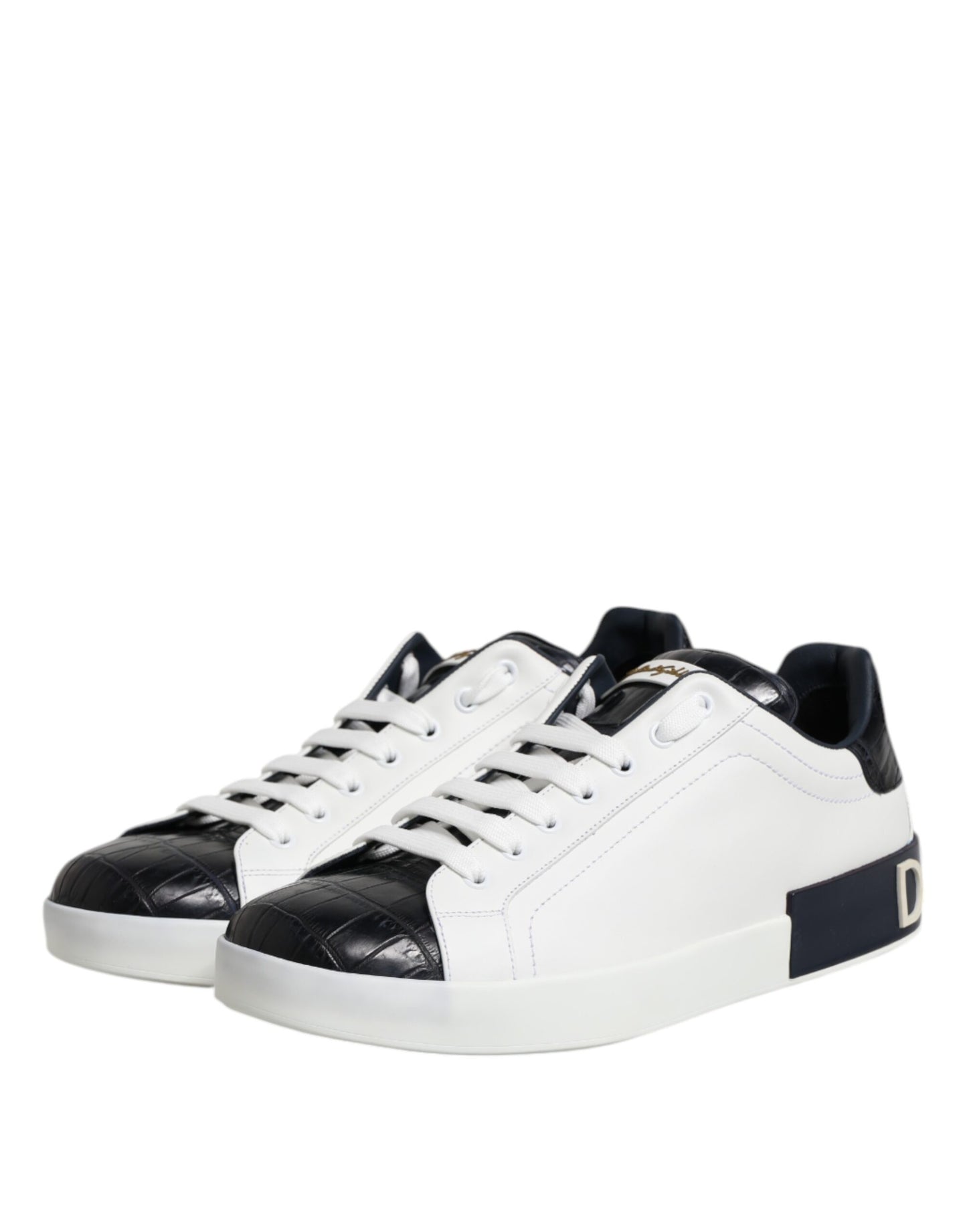 Dolce &amp; Gabbana – Portofino-Sneaker aus weißem und schwarzem Leder