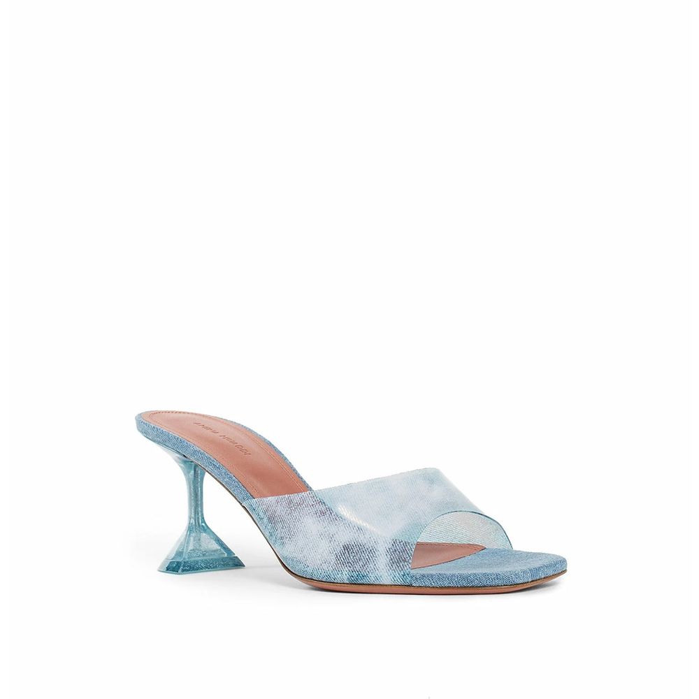 Amina Muaddi Lupita Glas-PVC-Denim-Pantoletten