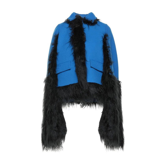 Maison Margiela Cape-Jacke mit Kunstpelzbesatz