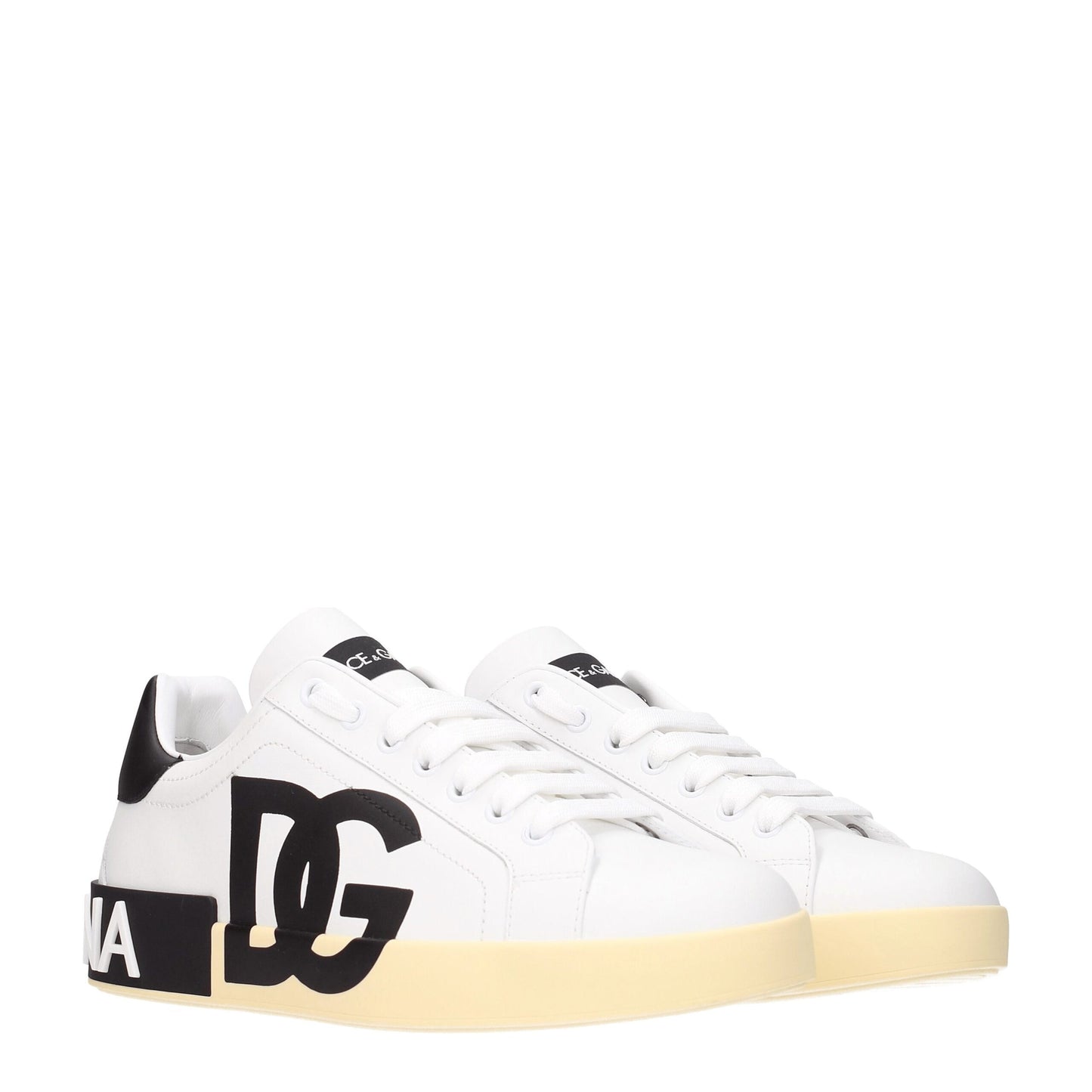 Dolce & Gabbana White Leather Low Top Sneakers