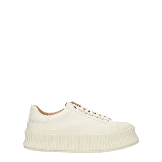 Jil Sander – Plateau-Sneaker aus weißem Stoff