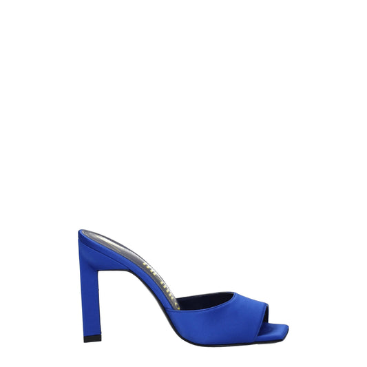 The Attico – Sandalen mit Stilettoabsatz in Blau aus Satin