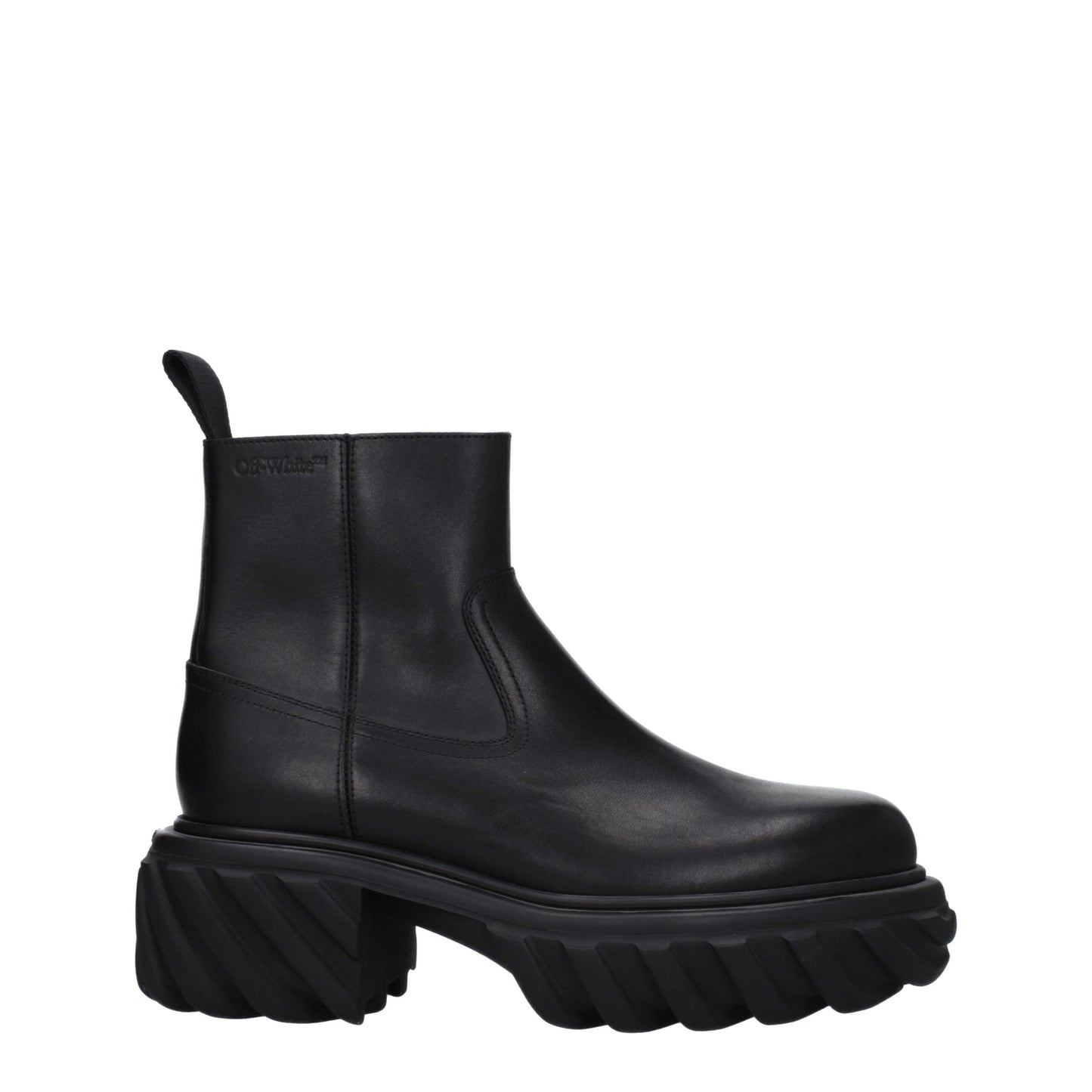 Off-White – Schwarze Lederstiefeletten