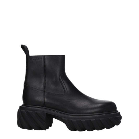 Off-White – Schwarze Lederstiefeletten