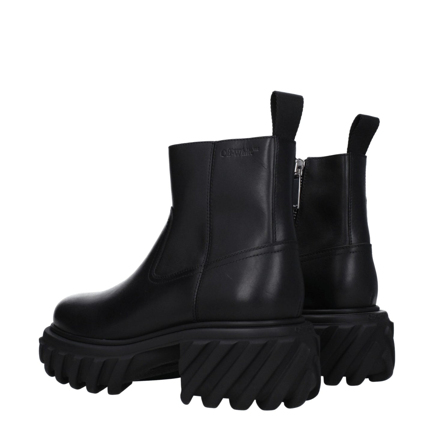 Off-White – Schwarze Lederstiefeletten