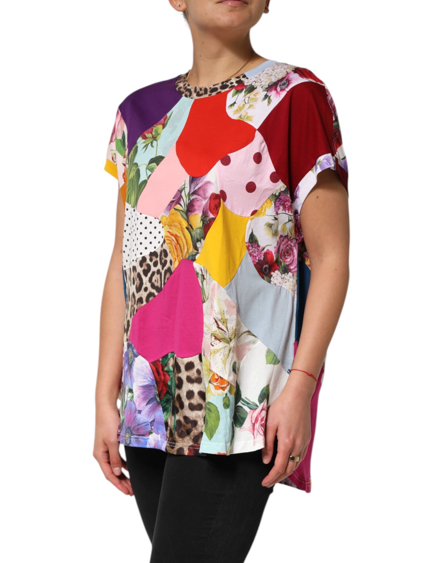 Dolce &amp; Gabbana Mehrfarbiges Patchwork-Blusetop aus Baumwolle und Seide