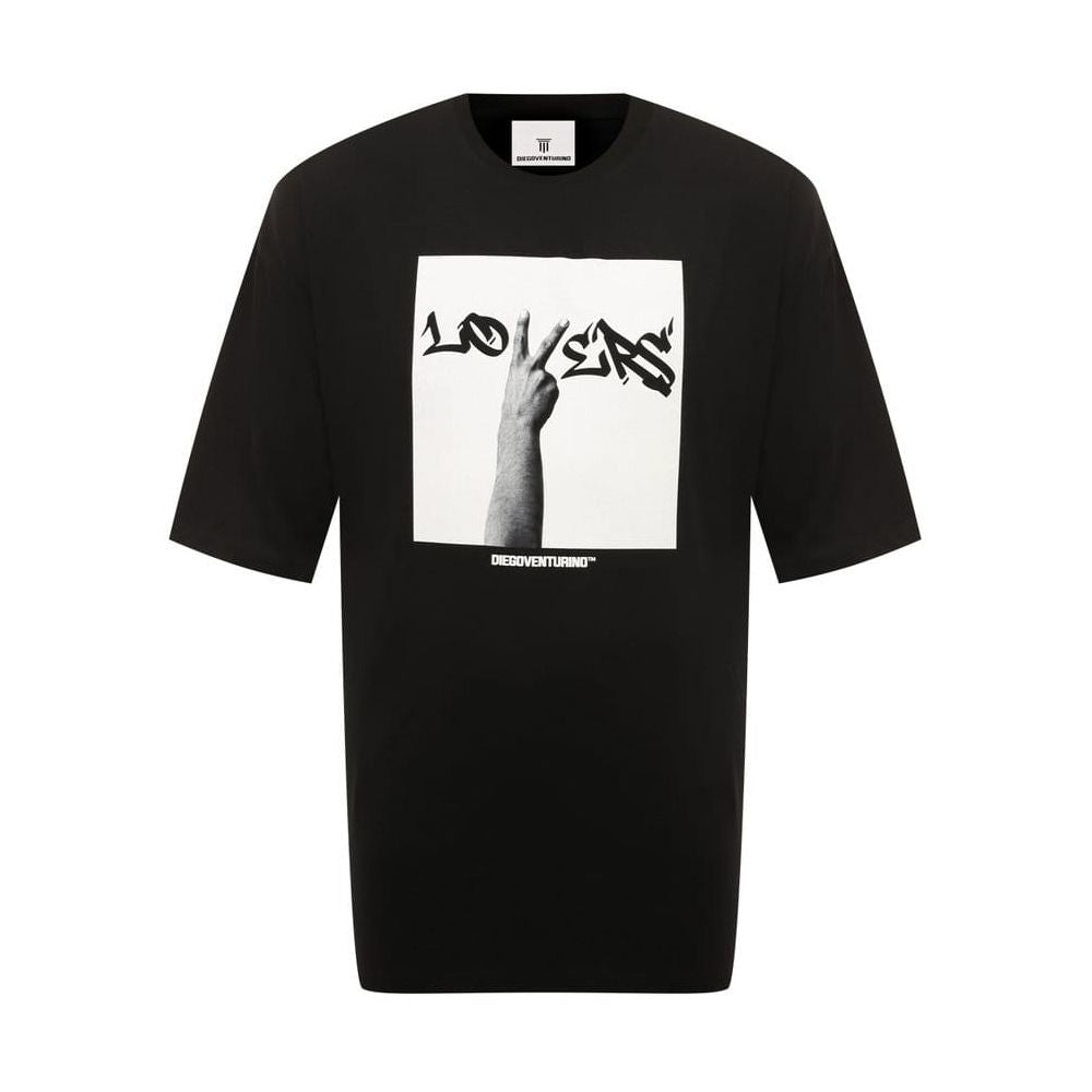 Schwarzes Baumwoll-T-Shirt von Diego Venturino