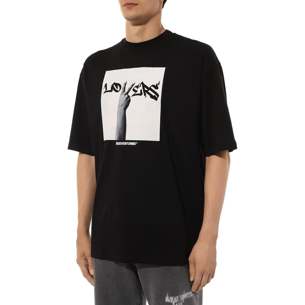 Schwarzes Baumwoll-T-Shirt von Diego Venturino